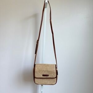 Strada Woven Crossbody Bag Brown Trim Small Purse Shoulder Bag‎